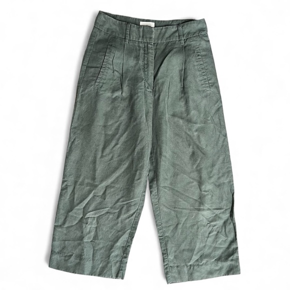 Wilfred Pants - Wilfred Aritzia Green Linen‎ Culottes Wide Leg Cropped Pants 0